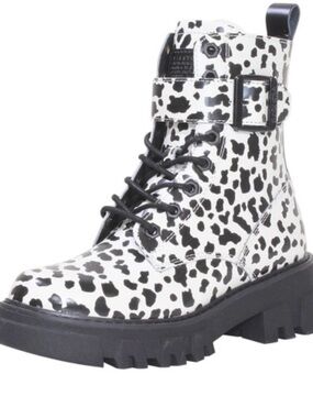Levi's Black & White Spot Print Lace-Up Combat Boots